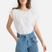 Blouse courte brodée