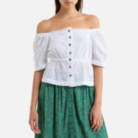 Blouse en broderie anglaise à manches courtes LOMY Imprimé Blanc Suncoo