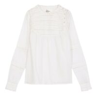 Blouse en coton bio brodée manches longues CAMELIA Blanc LEON & HARPER