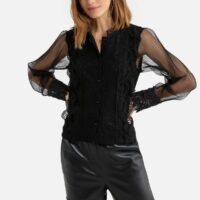 Blouse en dentelle à manches longues Ecru;Noir DERHY