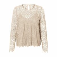 Blouse en dentelle col rond manches longues Noir Vero Moda