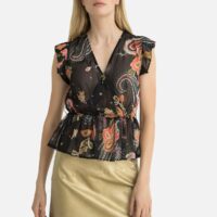 Blouse en voile sans manches Imprimé Noir LIU JO