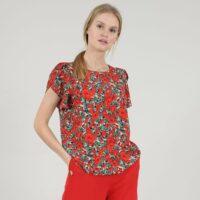 Blouse fleurie avec manches courtes volantées Rouge/Imprimé MOLLY BRACKEN