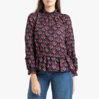 Blouse imprimée à col montant SOLENE Imprimé Bleu PETITE MENDIGOTE