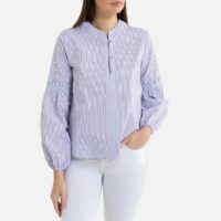 Blouse imprimée à manches longues bouffantes Bleu-Blanc;Bleu Clair LIU JO