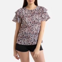 Blouse imprimée à volants et manches courtes LUBNA Imprimé Cachemire Suncoo