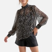 Blouse imprimée col montant