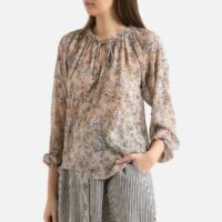 Blouse irisée à col froncé