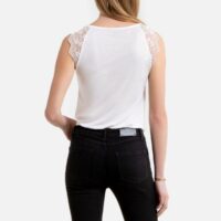 Blouse sans manches col V Noir;Ecru Naf Naf