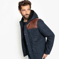 Blouson bi-matières à capuche déperlant Bleu Marine LA REDOUTE COLLECTIONS