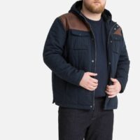 Blouson bi-matières à capuche déperlant Bleu Marine LA REDOUTE COLLECTIONS PLUS