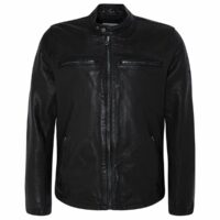 Blouson biker en cuir Dannys Noir Pepe Jeans