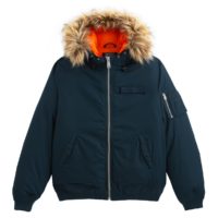 Blouson bomber zippé à capuche Powell Bleu Marine - Vert Kaki - Noir Schott