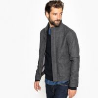 Blouson col montant en drap de laine Gris Chiné LA REDOUTE COLLECTIONS