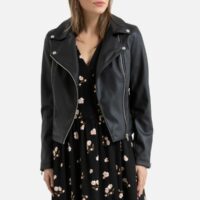 Blouson court esprit motard Rose Blush;Noir LA REDOUTE COLLECTIONS