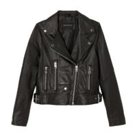 Blouson court zippé en cuir PHOEBE Noir OAKWOOD