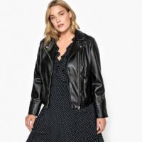 Blouson court zippé en simili Noir LA REDOUTE COLLECTIONS PLUS