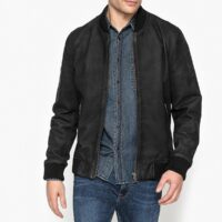 Blouson en cuir de vachette Noir LA REDOUTE COLLECTIONS