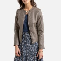 Blouson simili zippé Taupe Anne weyburn