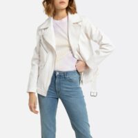 Blouson style motard en coton Blanc LA REDOUTE COLLECTIONS