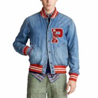 Blouson teddy en jean Varsity Bleu Clair Polo Ralph Lauren