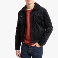 Blouson velours col amovible Bleu Marine LA REDOUTE COLLECTIONS