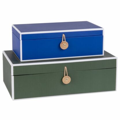 Boîtes en carton bleu et vert kaki (x2) Maisons du Monde