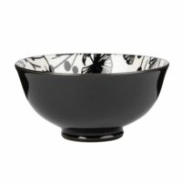 Bol en porcelaine blanche et noire motif floral Maisons du Monde