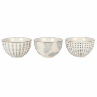 Bols en porcelaine blanche motifs bleu clair (x3) Maisons du Monde