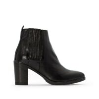 Boots cuir à talon Sangria Noir MJUS