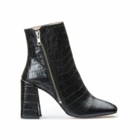 Boots cuir croco à talon Versa Noir JONAK