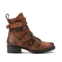 Boots cuir talon plat Cognac MJUS