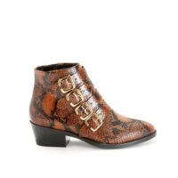 Boots en cuir python à talon large SOPHIA Python ANAKI