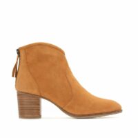 Boots en cuir talon large Camel LA REDOUTE COLLECTIONS