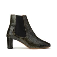 Boots en cuir talon large DREAMI SNAKE CALF Kaki ANONYMOUS COPENHAGEN