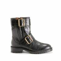 Boots montantes en cuir motif croco HELEN CROCO Noir ANONYMOUS COPENHAGEN