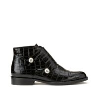 Boots motifs croco à talon plat Imprimé Noir JONAK