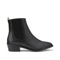 Boots motifs croco en cuir talon large Python Noir ANAKI