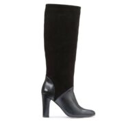 Bottes cuir bi-matière à talon haut Noir LA REDOUTE COLLECTIONS