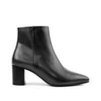 Bottines en cuir à haut talon large 107 Noir RIVECOUR