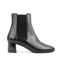 Bottines en cuir lisse à talon large 402 Noir RIVECOUR