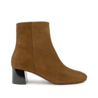 Bottines en cuir suède à talon large 401 Marron RIVECOUR