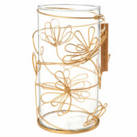 Bougeoir en verre et décor floral filaire doré Maisons du Monde