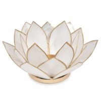 Bougeoir nacré en métal blanc LOTUS Maisons du Monde