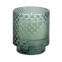 Bougie en verre ciselé vert Maisons du Monde