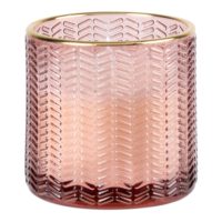 Bougie en verre strié rose et doré Maisons du Monde