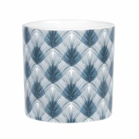 Bougie parfumée en céramique blanche motifs feuilles bleues Maisons du Monde