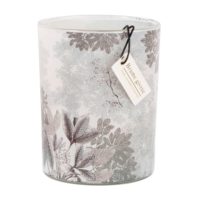 Bougie parfumée en verre motif floral gris Maisons du Monde