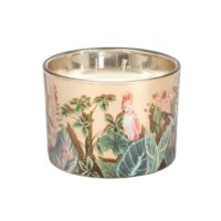 Bougie parfumée en verre motif jungle rose et vert Maisons du Monde