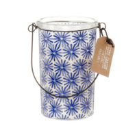 Bougie parfumée lanterne en verre motifs graphiques bleus Maisons du Monde